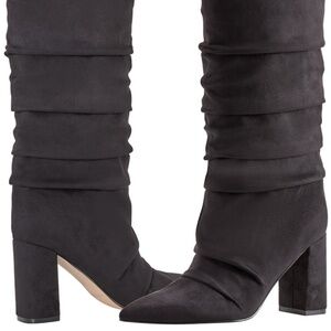 Marc Fisher Pointed Toe Knee High Boot Womens Black 10M